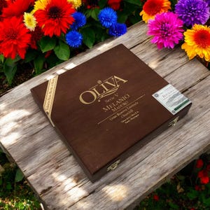 Oliva Serie V Melanio Churchill Empty Wooden Cigar Box 8.75x8x1.5