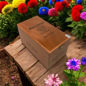 Baccarat Churchill Empty Wooden Cigar Box 4x7.5x4