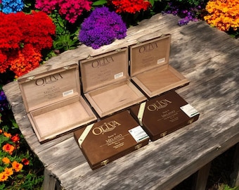 Lot of 5 Oliva No4 Empty Wooden Cigar Boxes 8.25x5.75x1.5 #3