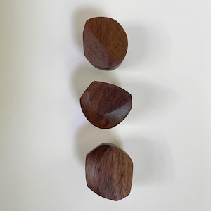Minimal WALNUT cabinet knobs, Modern drawer pulls - solid hand carved wood w/ natural finish