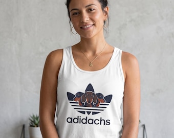 Koszulka bez rękawów z logo Adidachs Dachshund | Koszulka z grafiką Three Dachshunds