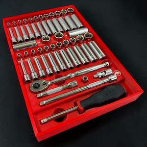 Tekton SKT05303 Modular Socket Organizer for Milwaukee Packout, 1/4 Drive 6-Point SAE and Metric, 56-Piece