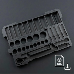 Milwaukee Packout Socket Organizer STL File Tekton 3/8" SAE Socket Tray SKT15101