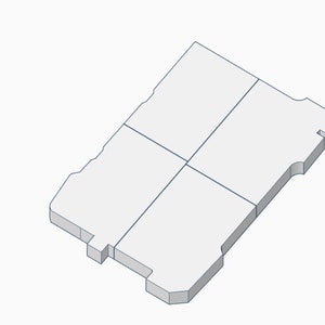 Può includere: Una scatola di plastica bianca con quattro scomparti. La scatola è divisa in quattro sezioni uguali da tre linee.