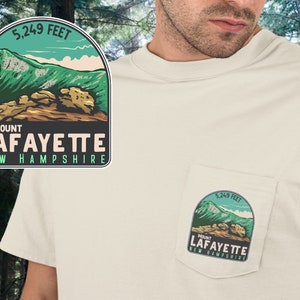 Maglietta tascabile Mt Lafayette New Hampshire - White Mountains, New Hampshire, escursionismo, maglietta ecologica