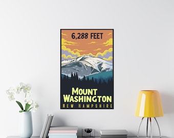Lámina artística del Monte Washington, montaña de Nuevo Hampshire, decoración para senderismo