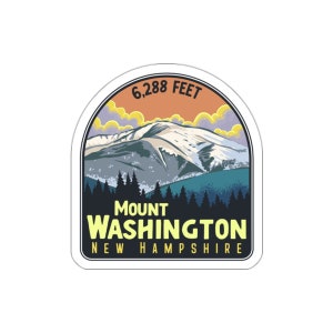 Mt Washington New Hampshire Sticker, NH White Mountains Sticker, Outdoor Vinyl Sticker, Hiking Adventure, Water Resistant, Laminated