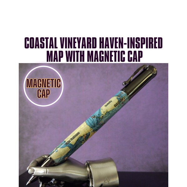 Coastal Vineyard Haven-inspired Map with Magnetic Cap