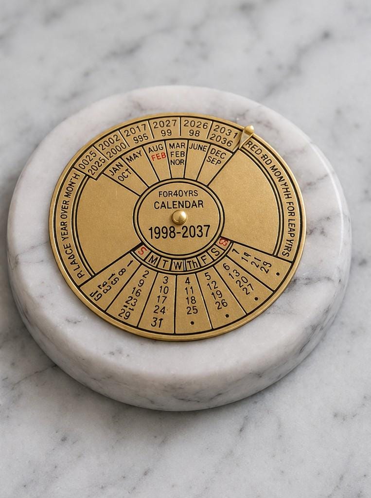 Vintage Brass Perpetual Calendar Insert | 40 Year Dial 1998–2037 | DIY ...