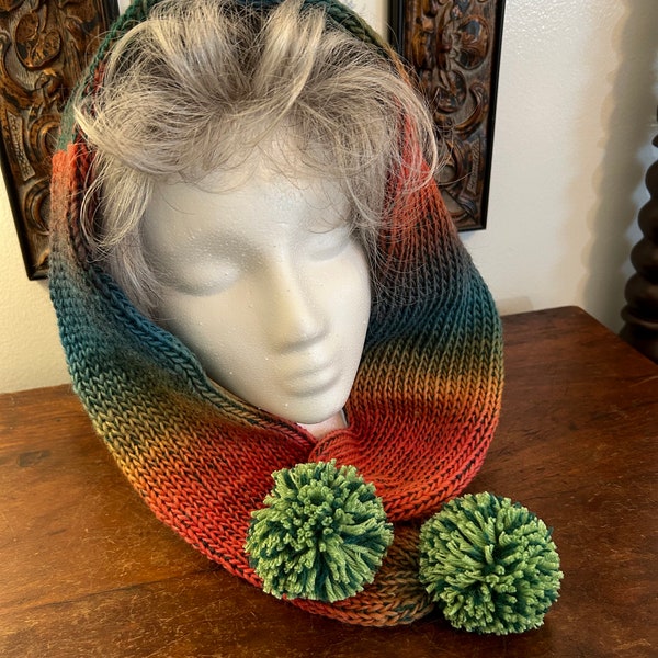 Scarf in various colors orange, teal, olive, greens, golds and blue.  Great gift for a birthday to wear this fall.