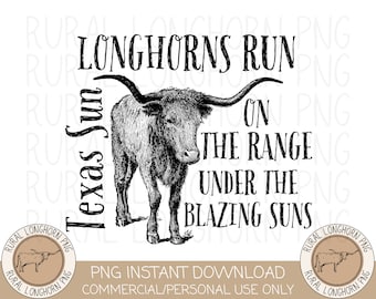 Texas Longhorn Bulls PNG, Western Longhorn PNG, Rustic Country Tshirt Graphic, Longhorns, Western png art