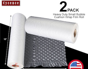 2 ROLLS - Cycence Air Cushion Film - 16&quot;x12&quot; x 984 Ft/Roll - Air Cushion Wrap Bubble Packing for Shipping - 3/4&quot; Small Air Bubble Cushioning