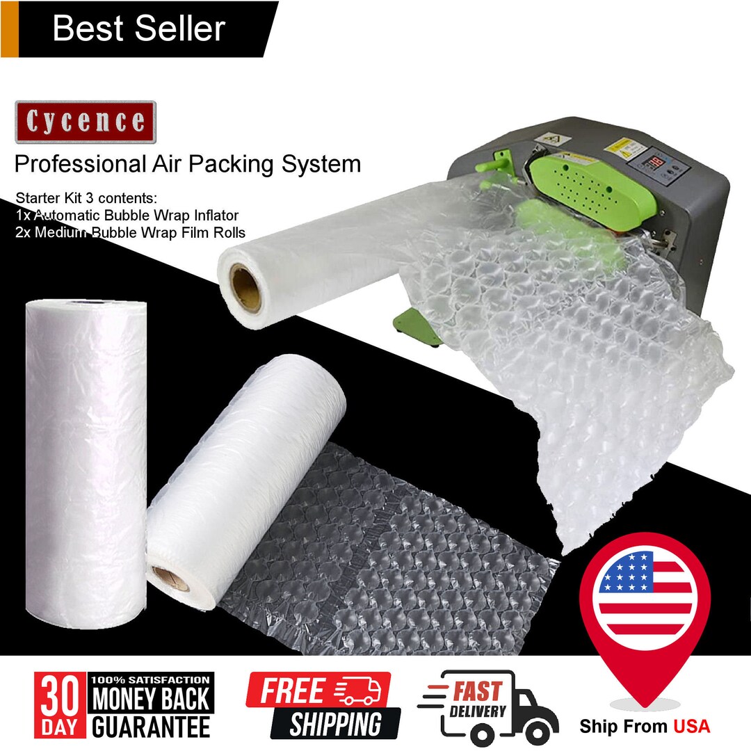 Cycence Air Packaging System Bundle Automatic Air Bubble Wrap Inflator