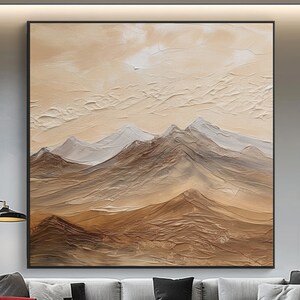 Textured Mountain Oil Painting: Abstract Landscape Wall Decor