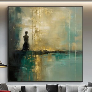 Gold Leaf Abstract Oil Painting: Textured Woman Canvas Art
