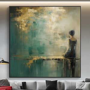 Gold Leaf Abstract Oil Painting: Textured Woman Canvas Art