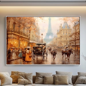 Hand-Painted Eiffel Tower Oil Painting: Paris Autumn Cityscape