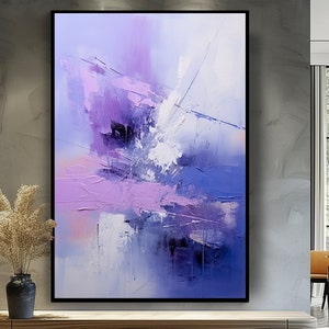 Abstract Purple Painting, Lilac, 100% Hand Painted, Textured Painting, Acrylic Abstract Oil Painting, Wall Decor Living Room,Office Wall Art