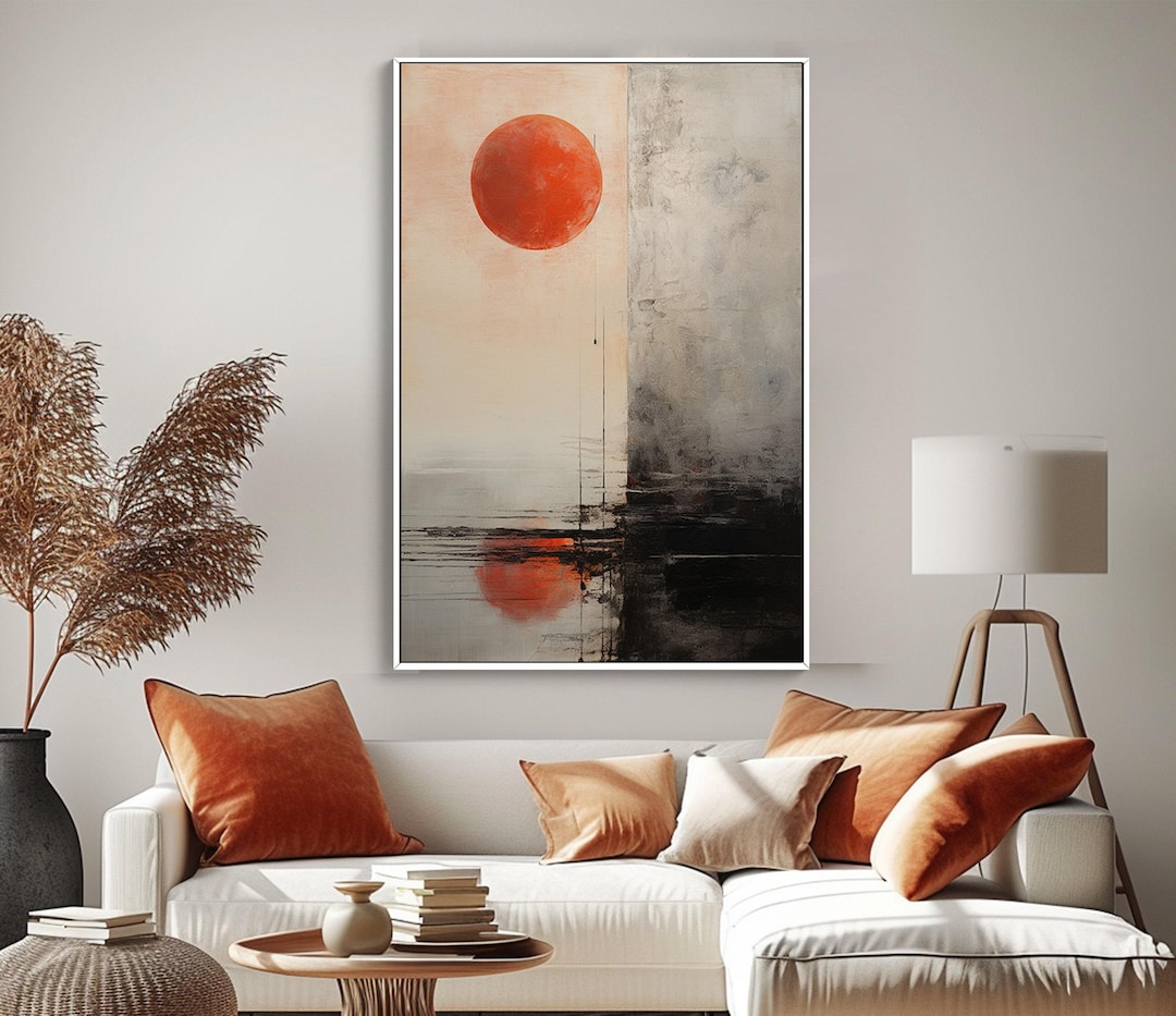 Red Moon Abstract Textured Red Moon Abstract Landscape Painting: Hand Painted Wall Art - Etsy