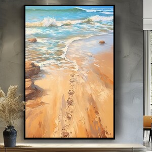 Hand Painted Seaside Wave Painting: Textured Acrylic Abstract Art