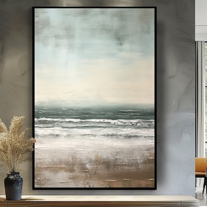 Textured Seascape Painting: Minimalist Boho Wall Decor