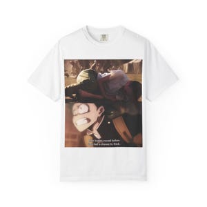 Camiseta con estampado de la escena de Steve Rogers y Deku / Diseño de viñeta de manga, primer plano dramático imagen 2