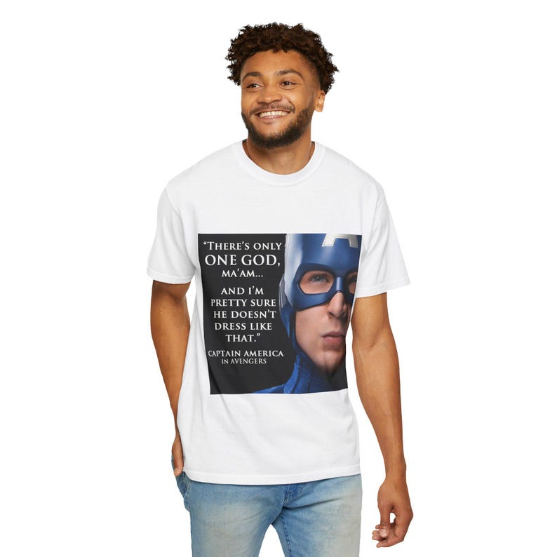 Captain America Quote T-Shirt | Movie Quote Tee, Superhero Face Design image 8