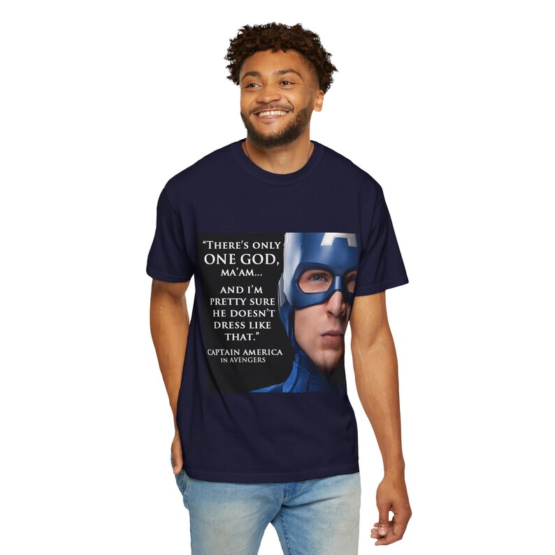 Captain America Quote T-Shirt | Movie Quote Tee, Superhero Face Design image 7