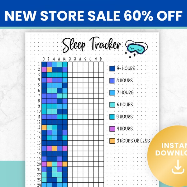 Sleep Tracker Yearly - A5 Journal Page - PRINTABLE Yearly Sleep Tracker - Sleep Log - Sleep Analysis - Sleep Quality - Sleep Cycle - Gift