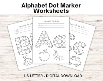 A-Z Alfabet Dot Marker Afdrukbare werkbladen | Dot Marker-activiteiten voor peuter PreK Preschool