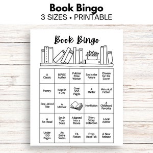 Book Bingo Printable Tracker | Reading Challenge Journal Page | A4 A5 US Letter