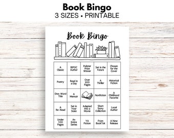 Boek Bingo afdrukbare tracker | Dagboekpagina voor leesuitdaging | A4 A5 Amerikaanse brief