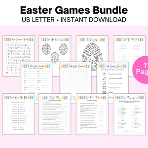 Easter Games Printable Bundle | Easter Party Activities for Kids and Adults