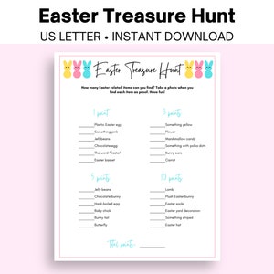 Easter Treasure Hunt Printable Party Game | Easter Scavenger Hunt Activity for Kids and Adults