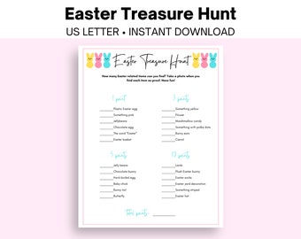 Easter Treasure Hunt Printable Party Game | Easter Scavenger Hunt Activity for Kids and Adults