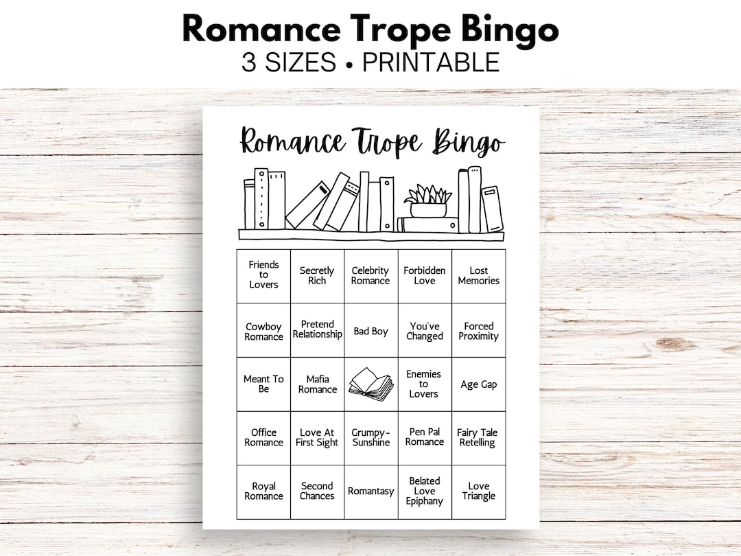 Romance Trope Book Bingo Printable Tracker Reading Challenge Journal