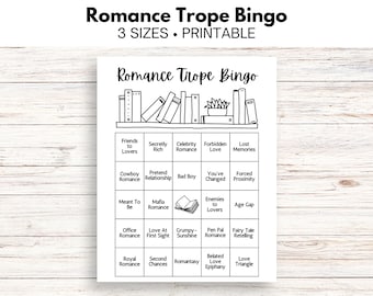 Romance Trope Book Bingo Printable Tracker | Reading Challenge Journal Page | A4 A5 US Letter