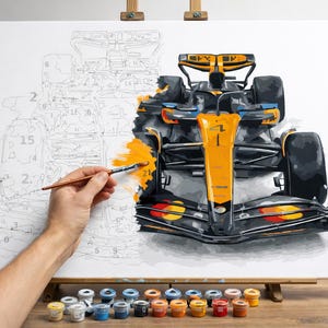 F1 McLaren MCL39 da colorare con i numeri, pagina da colorare per appassionati di sport (download digitale)