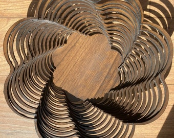 11 Inch Wooden Basket 3D Laser Woodcut