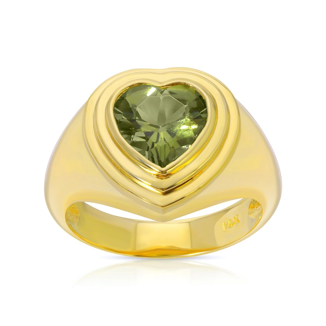14k Tourmaline Sacred Heart Ring - Etsy