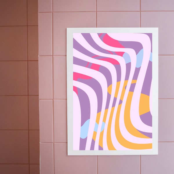 Colourful lilac abstract digital art print