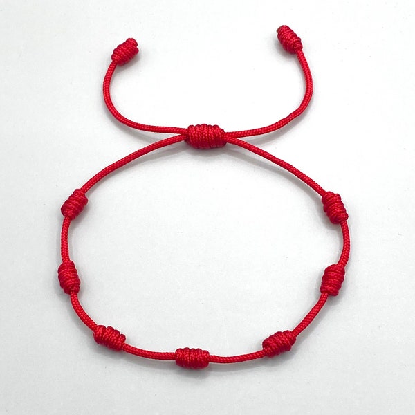 7 Knots Red String Bracelet - Protection Bracelet - Good Luck Bracelet - Red String of Fate - Kabbalah Jewelry