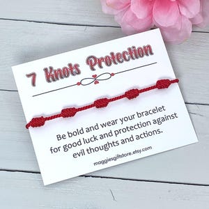 7 Knots Red String Bracelet - Men&#39;s Women&#39;s Red String Bracelet - Good Luck Bracelet - Protection Bracelet - Kabbalah 7 Knots Bracelet