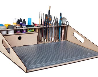 Paint & Hobby Arbeitsplatz A3 Station Mit Farb Und Werkzeug Schlitzen MDF
