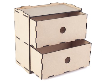 Modular Storage System Lower Box 2 DRAWERS 3mm MDF Laser Cut
