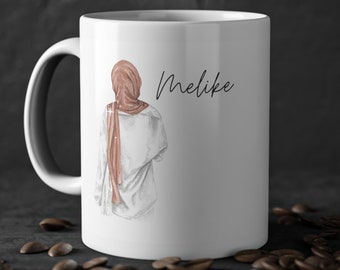 Personalisierte Islam Tasse, Hijabi Geschenk, Hijabi Tasse, personalisierte Tasse für Muslime, muslimisches Geschenk , Eid Geschenk