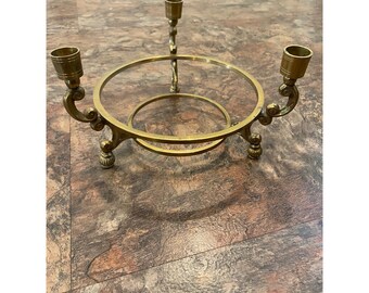 Vintage Brass Metal 3 candlestick bowl and footed holder