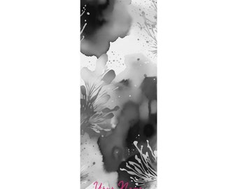 Personalized Modern Black & White Yoga Mat with Pink Custom Name (Optional)