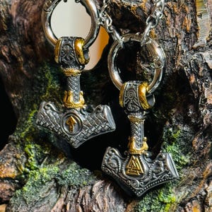 Nordischer Wikinger Mjölnir Thorshammer Valknut Thorshammer Halskette Edelstahl Nordischer Skandinavischer Wikinger Schmuck