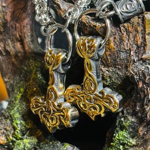 Nordic Viking Mjolnir Thor Hammer Pendant Necklace Stainless Steel Nordic Scandinavian Viking Jewelry